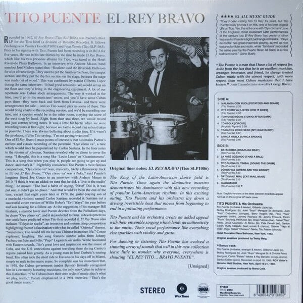 TITO PUENTE - EL REY BRAVO (1962) - LP 2013 REISSUE LIMITED EDITION 180GR SIFIR PLAK