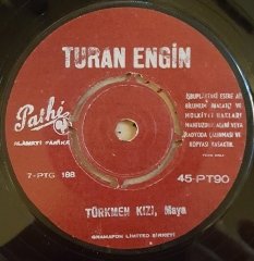 TURAN ENGİN - BİR SEHER VAKTİNDE / TÜRKMEN KIZI - 7'' 45 DEVİR KAPAKSIZ PATHE 2.EL