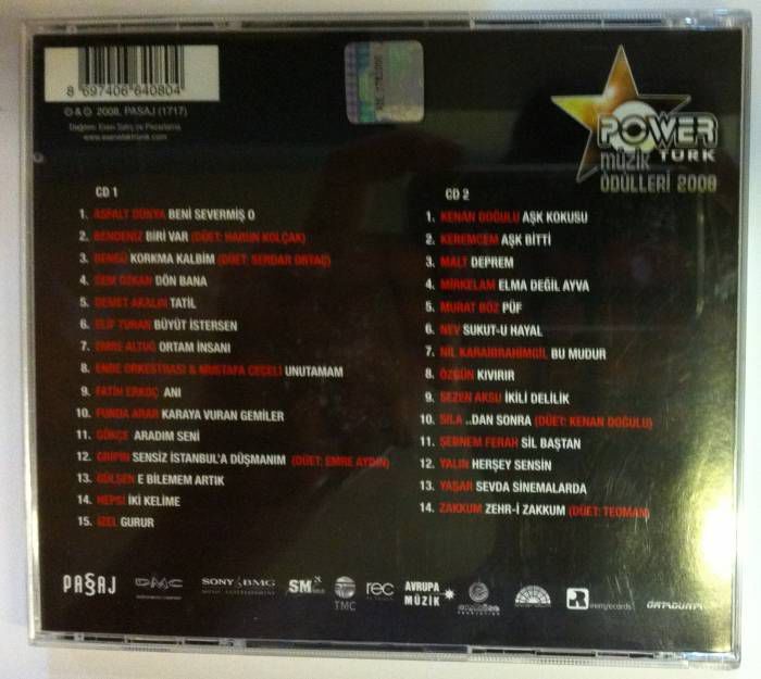 POWERTURK MÜZİK ÖDÜLLERİ 2008 CD 2.EL TÜRKÇE