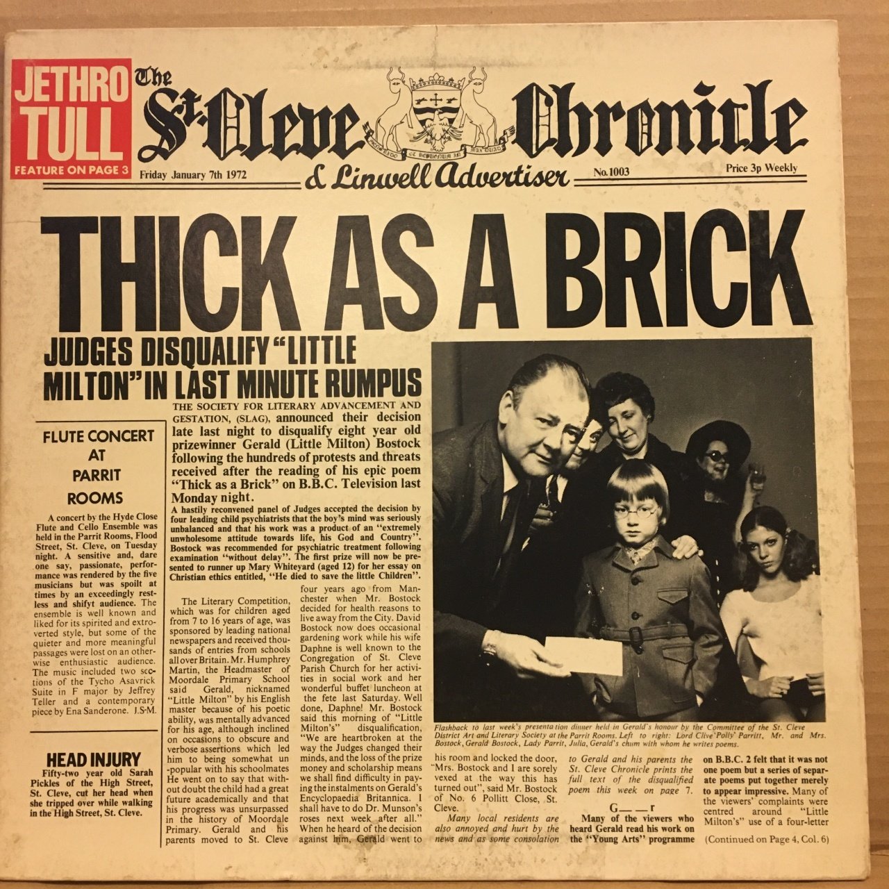 JETHRO TULL - THICK AS A BRICK (1972) REISSUE 2.EL PLAK