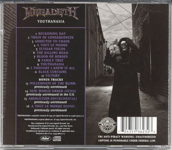 MEGADETH – YOUTHANASIA (1994) - CD 2004 REMIXED & REMASTERED REISSUE ALBUM AMBALAJINDA SIFIR