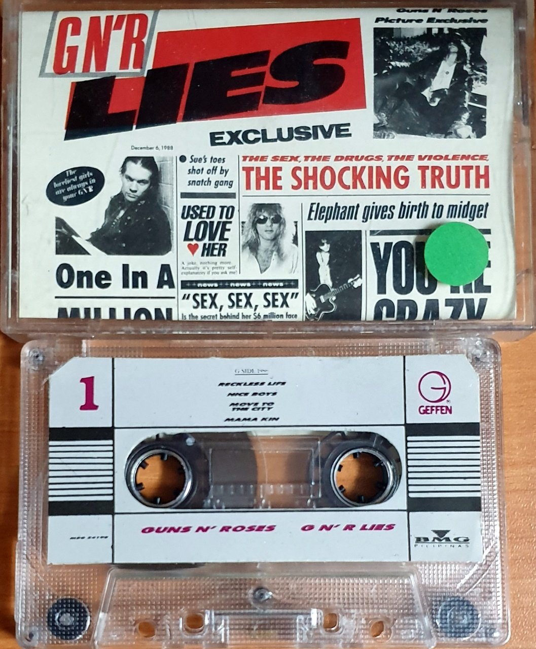 GUNS N' ROSES - G N' R LIES - KASET MADE IN USA GEFFEN 2.EL