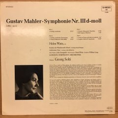 MAHLER SYMPHONY NO.3 HELEN WATTS, GEORG SOLTI 1968 2.EL 2PLAK