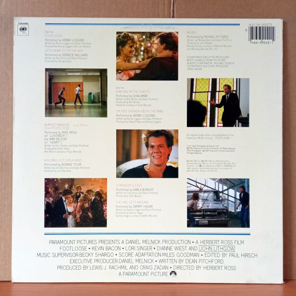 FOOTLOOSE / ORIGINAL MOTION PICTURE SOUNDTRACK / KENNY LOGGINS, SHALAMAR, BONNIE TYLER, SAMMY HAGAR, KARLA BONOFF, MOVING PICTURES (1984) - LP 2.EL PLAK