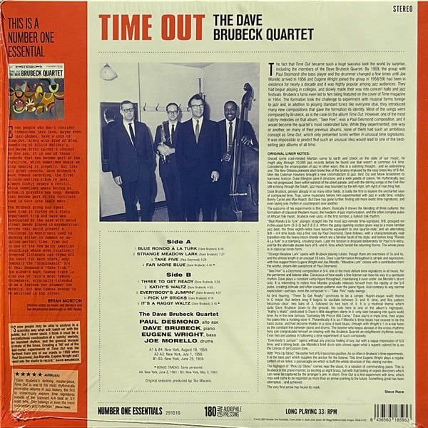 DAVE BRUBECK QUARTET - TIME OUT (1959)  - LP 180GR 2025 EDITION SIFIR PLAK