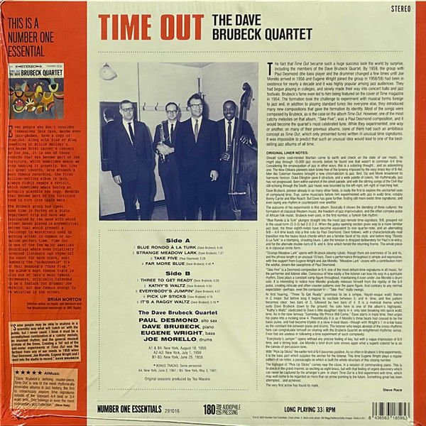 DAVE BRUBECK QUARTET - TIME OUT (1959)  - LP 180GR 2025 EDITION SIFIR PLAK