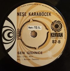 NEŞE KARABÖCEK - YÜREKLER ACISI / SEN GİDİNCE - 7'' 45 DEVİR KAPAKSIZ KERVAN 2.EL