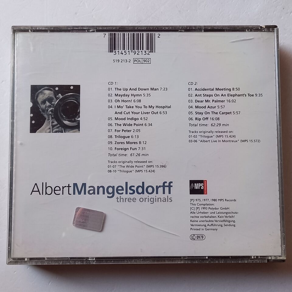 ALBERT MANGELSDORFF – THREE ORIGINALS, THE WIDE POINT, TRILOGUE, ALBERT LIVE IN MONTREUX (1993) - 2CD 2.EL