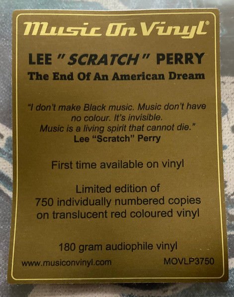 LEE ''SCRATCH'' PERRY - THE END OF AN AMERICAN DREAM (2007) - 2LP 180GR COLOURED SIFIR PLAK