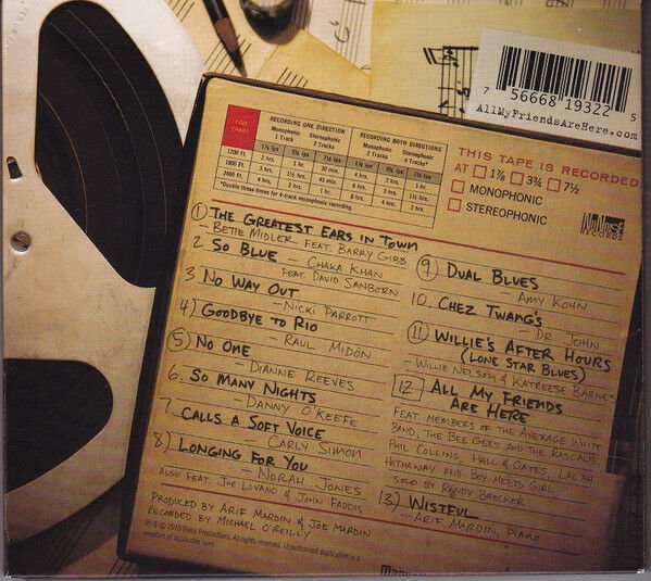 ARIF MARDIN – ALL MY FRIENDS ARE HERE / NORAH JONES, DR. JOHN, BETTE MIDLER, CARLY SIMON, DIANNE REEVES (2010) - CD DIGIPAK AMBALAJINDA SIFIR