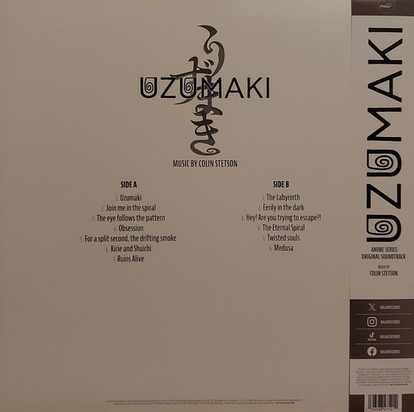 COLIN STETSON - UZUMAKI ANIME SERIES OST (2024) - LP 140GR SPIRAL VINYL SIFIR PLAK