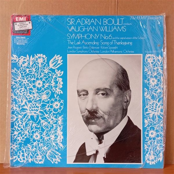 SIR ADRIAN BOULT CONDUCTS VAUGHAN WILLIAMS – SYMPHONY NO. 6, THE LARK ASCENDING (1985) - LP DÖNEM BASKISI SIFIR PLAK