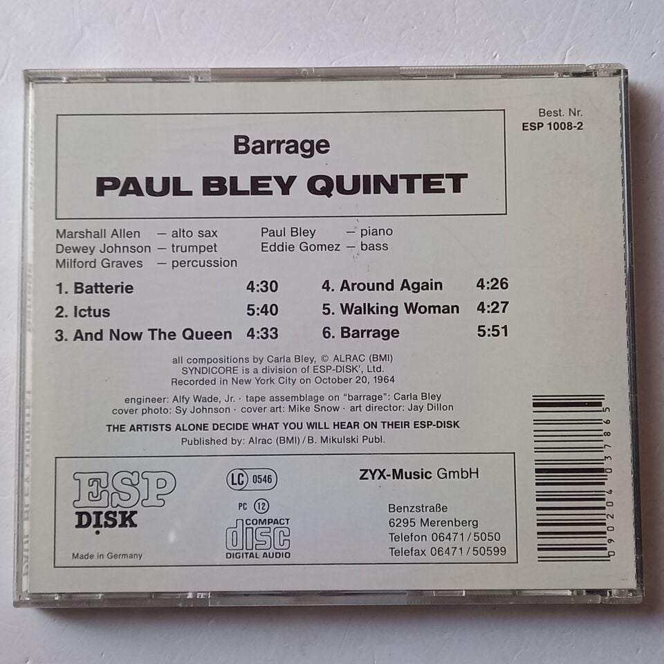 PAUL BLEY QUINTET – BARRAGE (1964) - CD 2.EL