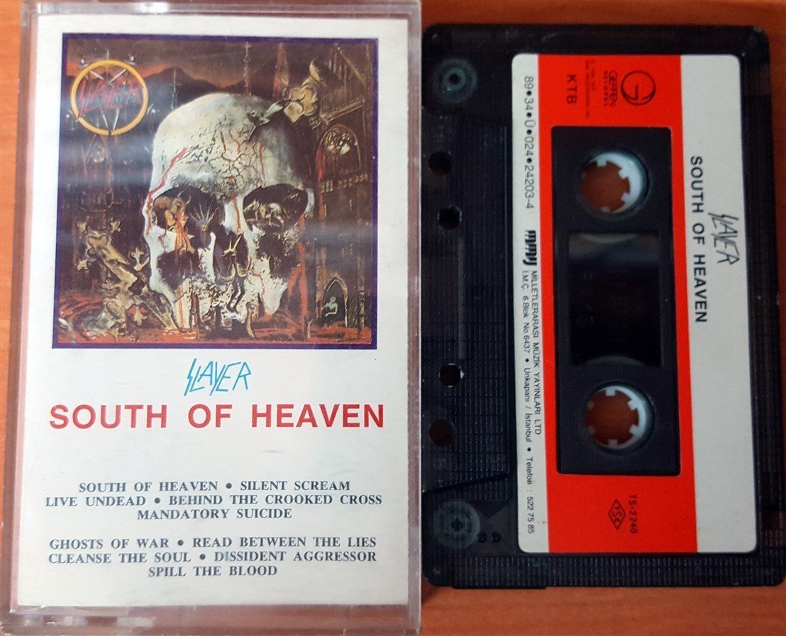 SLAYER - SOUTH OF HEAVEN (1989) MMY CASSETTE MADE IN TURKEY ''USED'' PAPER LABEL