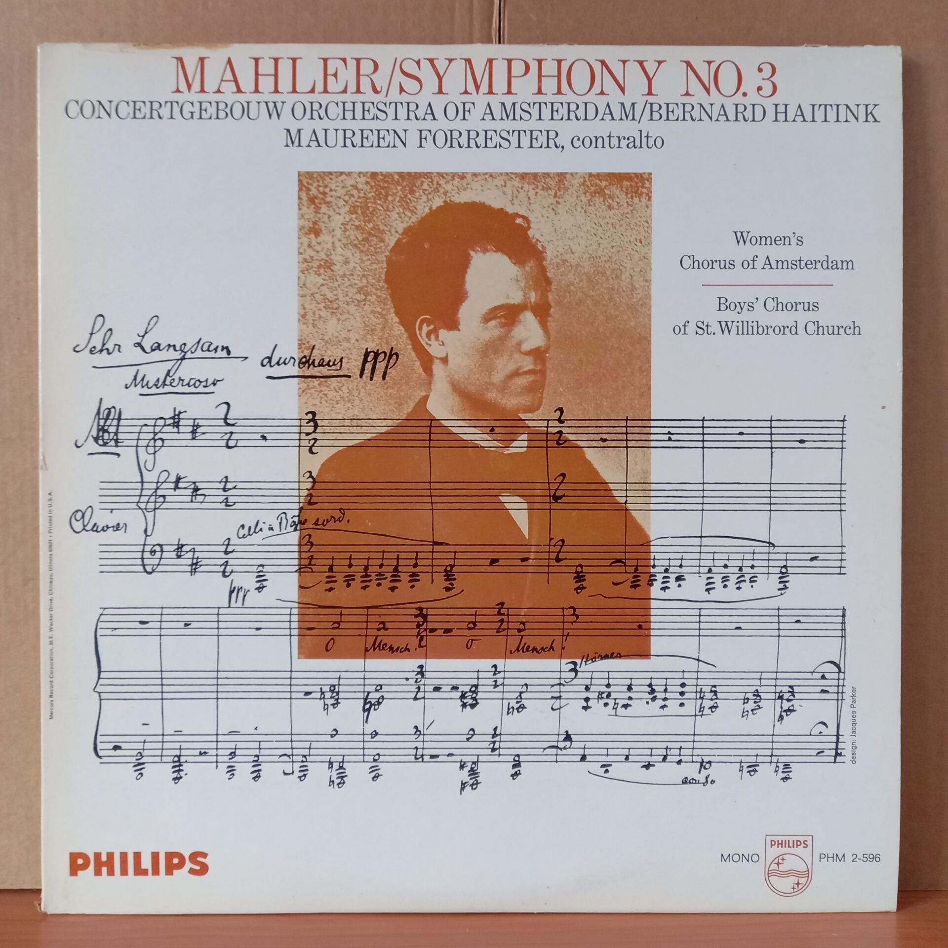 MAHLER:  SYMPHONY NO. 3 / CONCERTGEBOUW ORCHESTRA OF AMSTERDAM, BERNARD HAITINK, MAUREEN FORRESTER, WOMEN'S CHORUS OF THE NETHERLANDS RADIO AND TELEVISION, BOYS CHORUS OF ST. WILLIBRORD'S CHURCH, AMSTERDAM - 2LP 2.EL PLAK