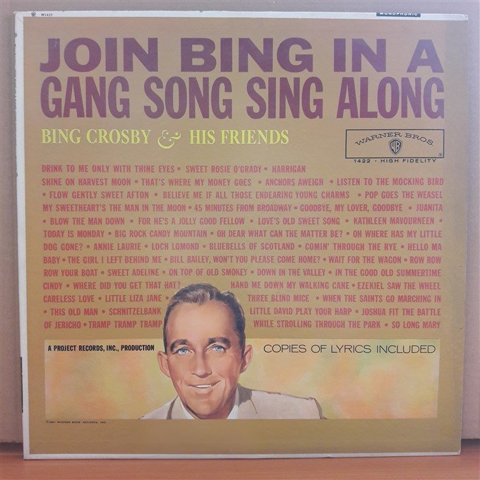 BING CROSBY - JOIN BING IN A GANG SONG SING ALONG (1961) - LP 2.EL PLAK