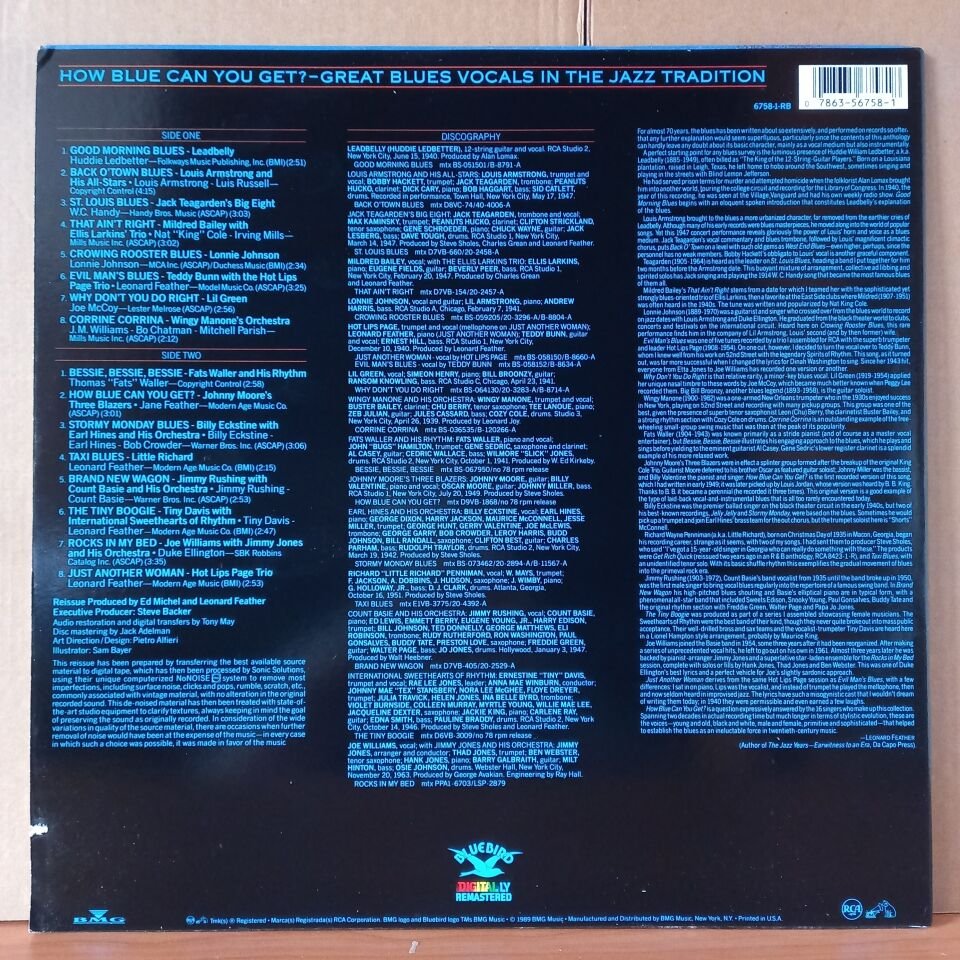 HOW BLUE CAN YOU GET? / GREAT BLUES VOCALS IN THE JAZZ TRADITION / LEADBELLY, LOUIS ARMSTRONG, MILFRED BAILEY, FATS WALLER, LITTLE RICHARD, BILLY ECKSTINE, JOE WILLIAMS (1989) - LP 2.EL PLAK