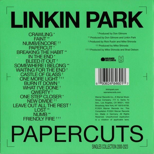 LINKIN PARK – PAPERCUTS / SINGLES COLLECTION 2000-2023 (2024) - CD DIGISLEEVE AMBALAJINDA SIFIR