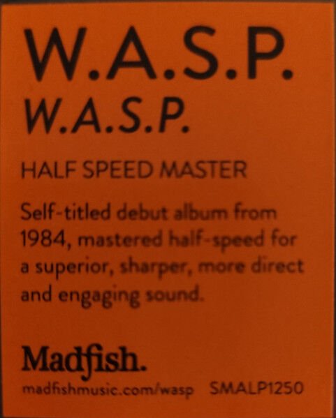 W.A.S.P. – W.A.S.P. (1984) - LP 2025 HALF SPEED MASTER REISSUE SIFIR PLAK