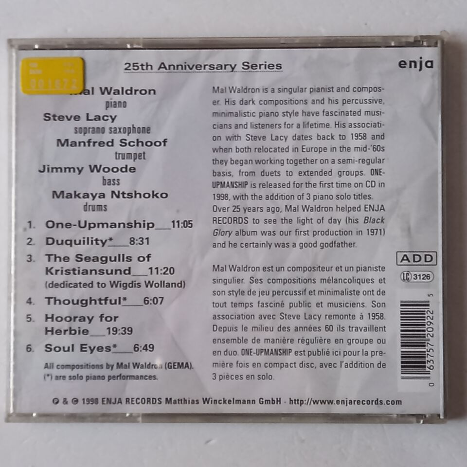 MAL WALDRON QUINTET, STEVE LACY – ONE-UPMANSHIP (1977) - CD 1998 REISSUE 2.EL