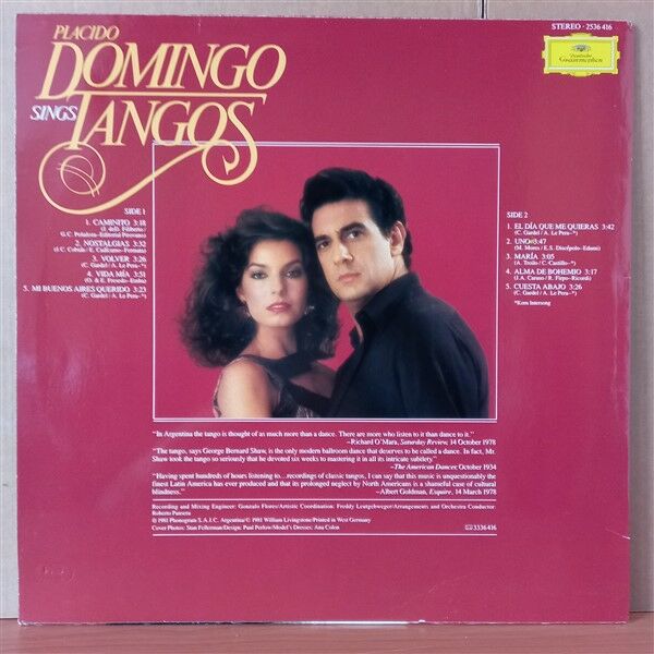 PLACIDO DOMINGO – PLACIDO DOMINGO SINGS TANGOS (1981) - LP 2.EL PLAK