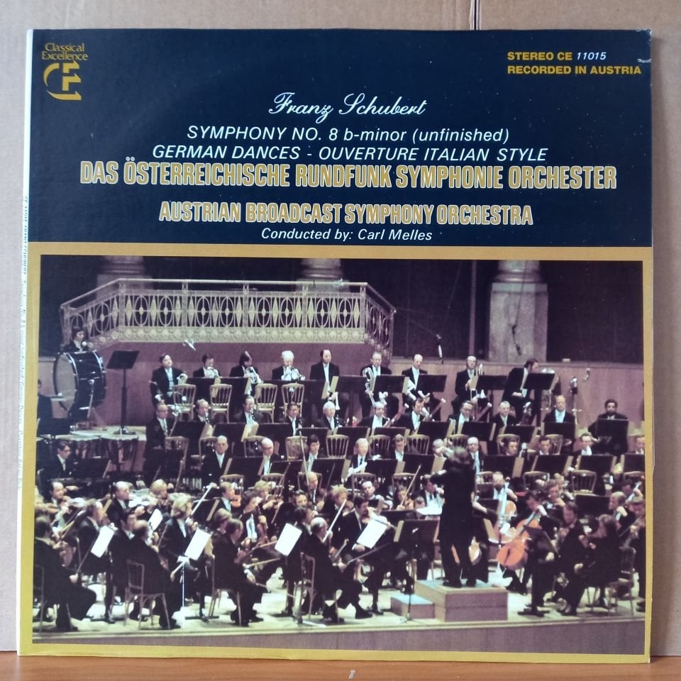 FRANZ SCHUBERT: SYMPHONY NO. 8 B-MINOR [UNFINISHED], GERMAN DANCES, OVERTURE ITALIAN STYLE / DAS ÖSTERREICHISCHE RUNDFUNK SYMPHONIE ORCHESTER, AUSTRIAN BROADCAST SYMPHONY ORCHESTRA CONDUCTED BY CARL MELLES (1977) - LP 2.EL PLAK
