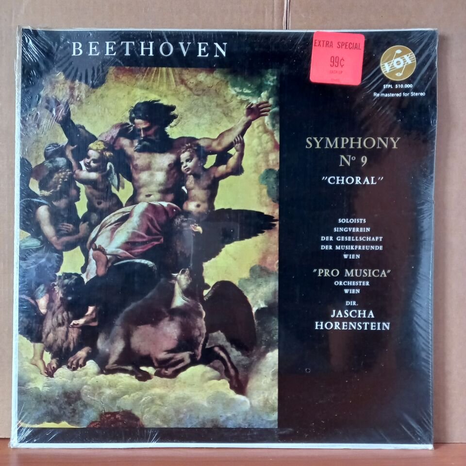 BEETHOVEN: SYMPHONY NO. 9 IN D MINOR, OP. 125 ''CHORAL'' / SINGVEREIN DER GESELLSCHAFT DER MUSIKFREUNDE, VIENNA - PRO MUSICA SYMPHONY, VIENNA CONDUCTED BY JASCHA HORENSTEIN - LP DÖNEM BASKISI SIFIR PLAK