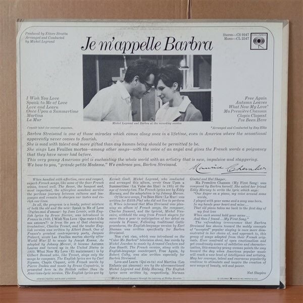 BARBRA STREISAND – JE M'APPELLE BARBRA (1966) - LP 2.EL PLAK