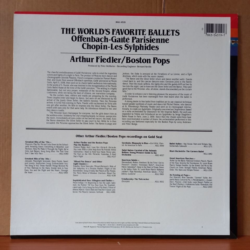 THE WORLD'S FAVORITE BALLETS / OFFENBACH: GAITE PARISIENNE, CHOPIN: LES SYLPHIDES / ARTHUR FIEDLER, BOSTON POPS (1972) - LP 2.EL PLAK