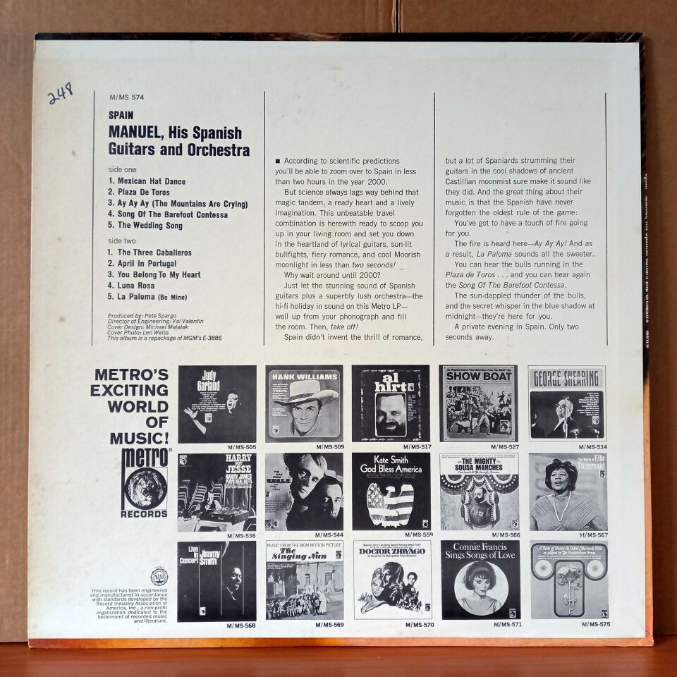 MANUEL, HIS SPANISH GUITARS & ORCHESTRA – SPAIN (1966) - LP 2.EL PLAK