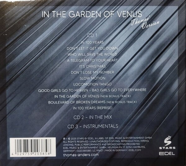 THOMAS ANDERS – …SINGS MODERN TALKING / IN THE GARDEN OF VENUS / THOMAS' VERSION (2025) - 3CD LIMITED EDITION DIGIPAK AMBALAJINDA SIFIR