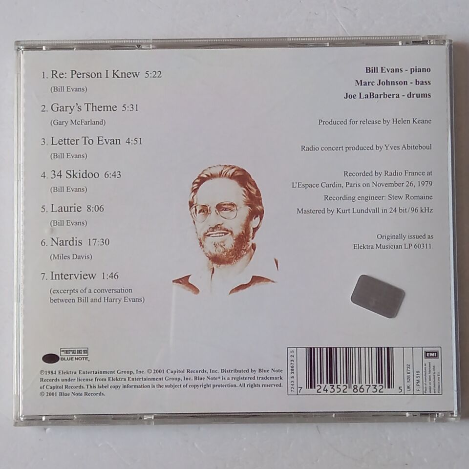 BILL EVANS – THE PARIS CONCERT / EDITION TWO (1984) - CD 2001 REMASTERED REISSUE 2.EL