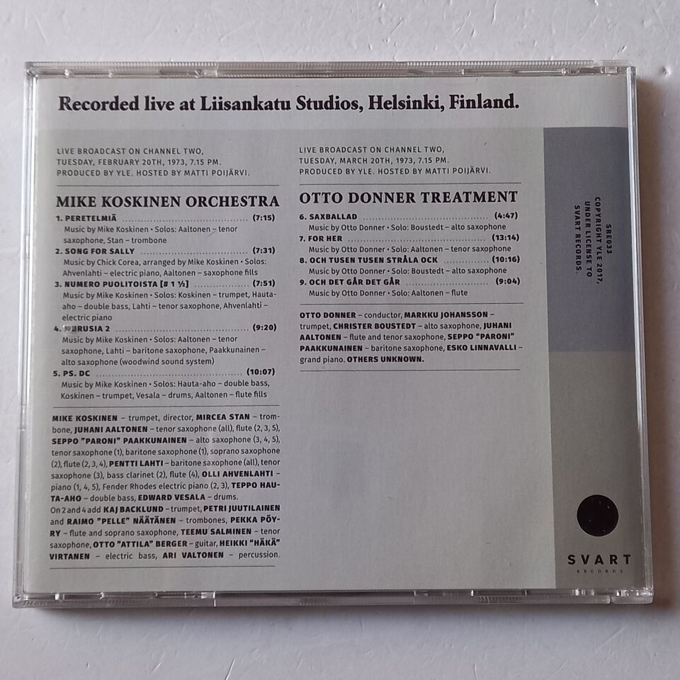 THE OTTO DONNER TREATMENT, MIKE KOSKINEN ORCHESTRA – JAZZ LIISA LIVE IN STUDIO 09/10 (2017) - CD 2.EL