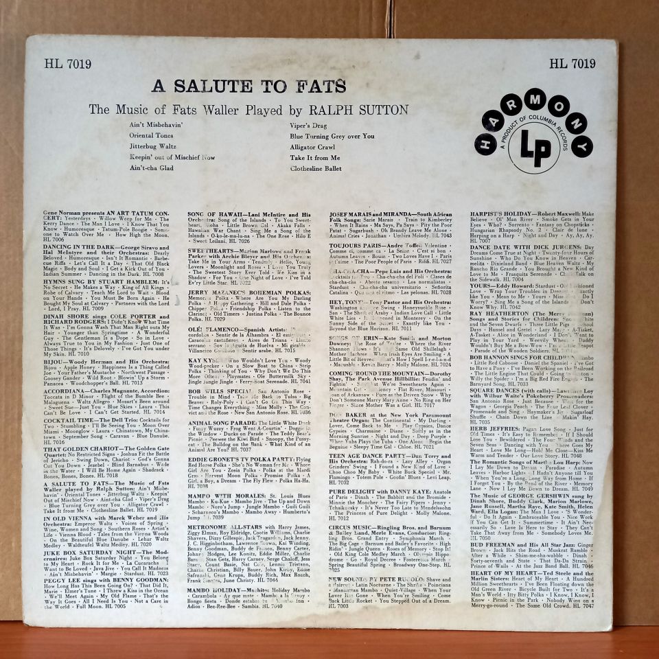 RALPH SUTTON – A SALUTE TO FATS (1957) - LP 2.EL PLAK