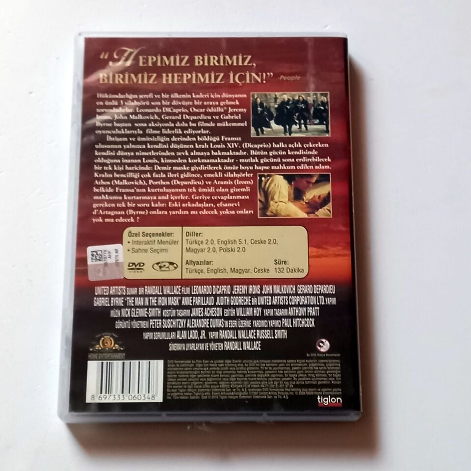 THE MAN IN THE IRON MASK / DEMİR MASKELİ ADAM - LEONARDO DICAPRIO, JEREMY IRONS, JOHN MALKOVICH - YÖN.: RANDALL WALLACE  - DVD 2.EL