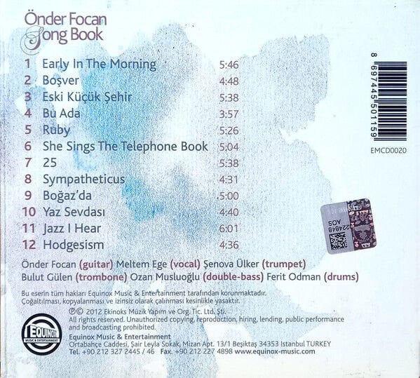 ÖNDER FOCAN, MELTEM EGE GROUP – SONGBOOK (2012) - CD DIGIPAK AMBALAJINDA SIFIR
