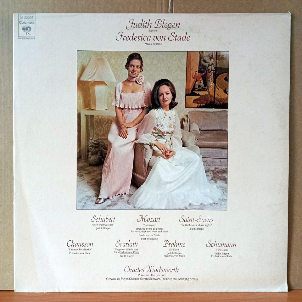 JUDITH BLEGEN, FREDERICA VON STADE – ARIAS AND DUETS / SCHUBERT, MOZART, SAINT-SAENS, CHAUSSON, SCARLATTI, BRAHMS, SCHUMANN (1975) - LP 2.EL PLAK