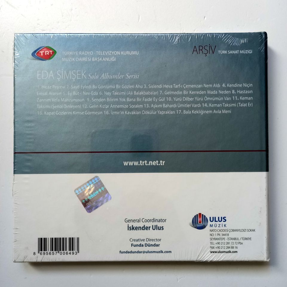 EDA ŞİMŞEK / TÜRK SANAT MÜZİĞİ / TRT ARŞİV SERİSİ 96 - CD SIFIR