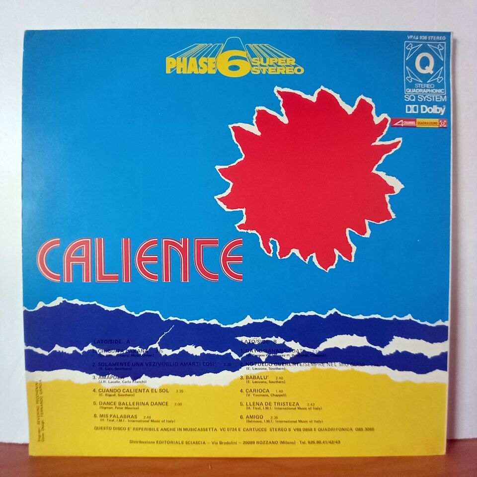 PINTO VAREZ ORCHESTRA – CALIENTE (1975) - LP 2.EL PLAK