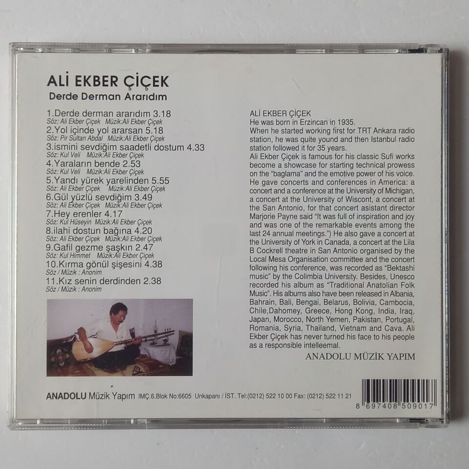 ALİ EKBER ÇİÇEK - DERDE DERMAN ARARIDIM - CD 2.EL