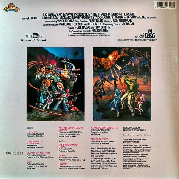 THE TRANSFORMERS: THE MOVIE (ORIGINAL MOTION PICTURE SOUNDTRACK) (1986) - LP 2025 REISSUE 180GR UNICRON MARBLED SIFIR PLAK