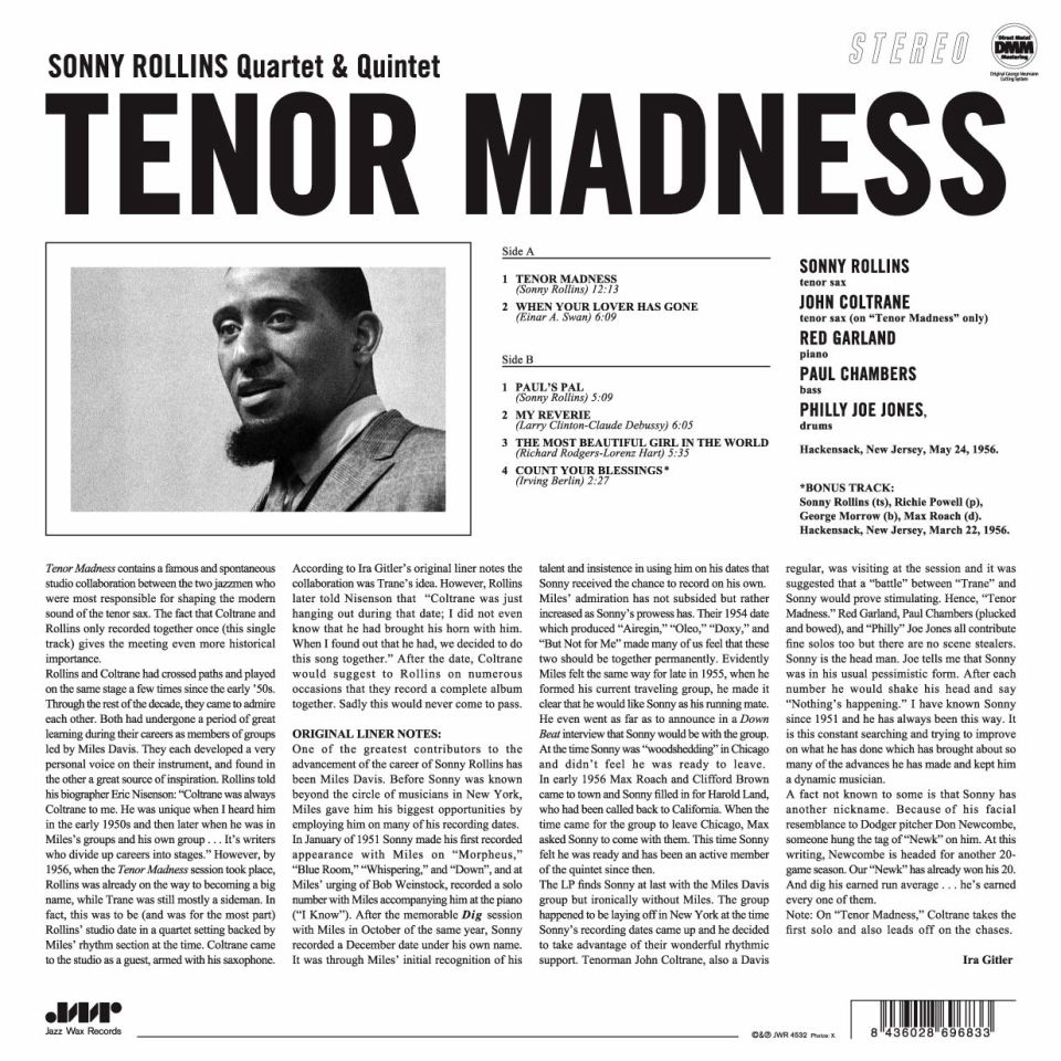 SONNY ROLLINS QUARTET - TENOR MADNESS (1956) - LP 180GR 2015 MONO EDITION SIIFIR PLAK