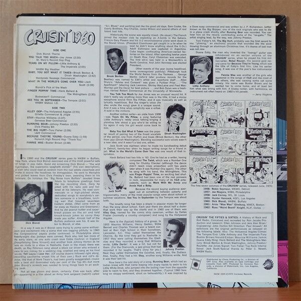 CRUISIN' 1960 / JOE JONES, LITTLE ANTHONY & THE IMPERIALS, BROOK BENTON & DINAH WASHINGTON, THE TEMPOS, TONI FISHER, BUSTER BROWN (1970) - LP 2.EL PLAK