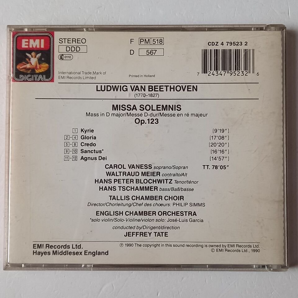BEETHOVEN: MISSA SOLEMNIS - CAROL VANESS, WALTRAUD MEIER, HANS PETER BLOCHWITZ, JEFFREY TATE  (1990) - CD 2.EL