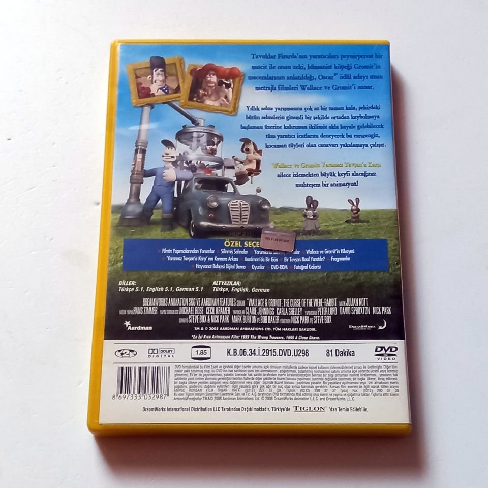 WALLACE VE GROMIT YARAMAZ TAVŞAN\'A KARŞI - WALLACE & GROMIT THE CURSE OF THE WERE-RABBIT - STOP MOTION ANİMASYON- DVD 2.EL