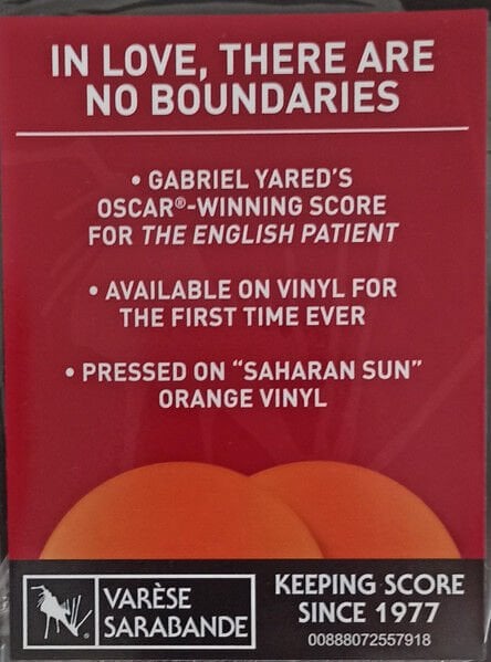 THE ENGLISH PATIENT (ORIGINAL SOUNDTRACK RECORDING) / GABRIEL YARED (1996) - 2LP 2025 SAHARAN SUN ORANGE VINYL SIFIR PLAK
