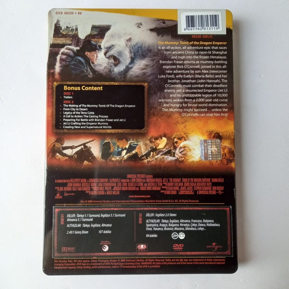 THE MUMMY TOMB OF THE DRAGON EMPEROR - BRENDAN FRASER - JET LI - METAL KUTUDA 2DVD 2.EL