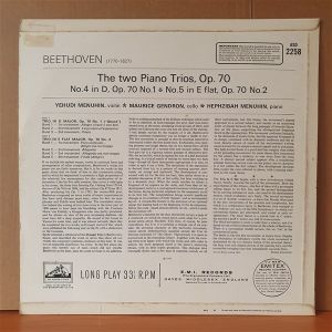 YEHUDI MENUHIN, HEPHZIBAH MENUHIN, MAURICE GORDON / BEETHOVEN: THE TWO PIANO TRIOS OP.70 (1965) - LP 2.EL PLAK