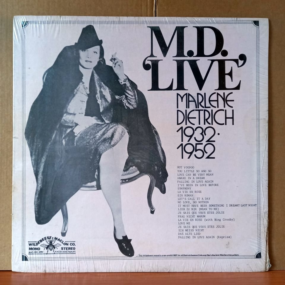 MARLENE DIETRICH – M.D. LIVE 1932-1952 - LP DÖNEM BASKISI SIFIR PLAK