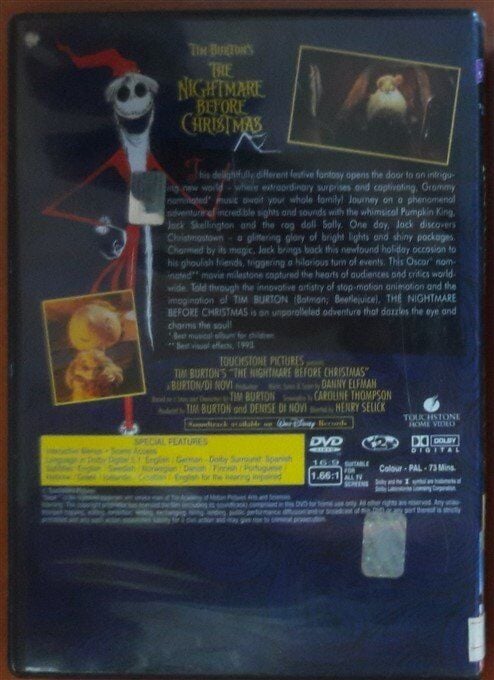 THE NIGHTMARE BEFORE CHRISTMAS - TIM BURTON - DVD 2.EL TR ALTYAZI YOKTUR